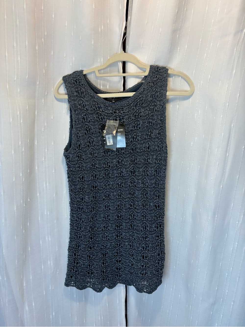 Jones, New York Crochet Knit long (past hip) in bluish gray